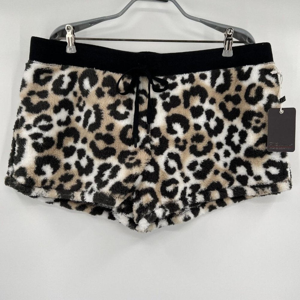 PJ Salvage Cozy Sherpa Lounge Pajama Shorts sz XL Leopard Faux Fur RPCOS2 NWT